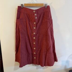 Roolee Burgundy Button-Front A-Line Skirt